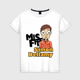 Женская футболка хлопок с принтом Саймон Беллами в Белгороде, 100% хлопок | прямой крой, круглый вырез горловины, длина до линии бедер, слегка спущенное плечо | misfits