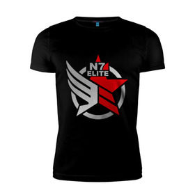 Мужская футболка премиум с принтом N7 Mass Effect в Белгороде, 92% хлопок, 8% лайкра | приталенный силуэт, круглый вырез ворота, длина до линии бедра, короткий рукав | n7 elite | видеоигры | играть | игроманам