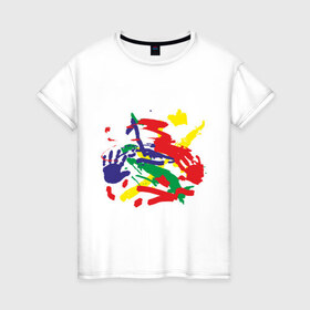 Женская футболка хлопок с принтом детский рисунок в Белгороде, 100% хлопок | прямой крой, круглый вырез горловины, длина до линии бедер, слегка спущенное плечо | 