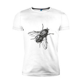Мужская футболка премиум с принтом Назойливая муха в Белгороде, 92% хлопок, 8% лайкра | приталенный силуэт, круглый вырез ворота, длина до линии бедра, короткий рукав | животные | муха | назойливая | назойливая муха | прикольные картинки