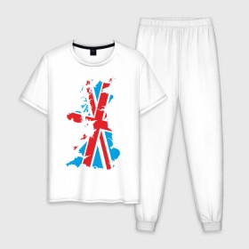 Мужская пижама хлопок с принтом карта британии в Белгороде, 100% хлопок | брюки и футболка прямого кроя, без карманов, на брюках мягкая резинка на поясе и по низу штанин
 | лондон