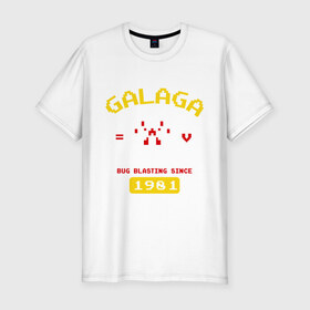 Мужская футболка премиум с принтом Galaga Fighter Elite в Белгороде, 92% хлопок, 8% лайкра | приталенный силуэт, круглый вырез ворота, длина до линии бедра, короткий рукав | 