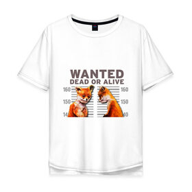 Мужская футболка хлопок Oversize с принтом Опасный лис в Белгороде, 100% хлопок | свободный крой, круглый ворот, “спинка” длиннее передней части | лиса