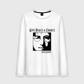 Мужской лонгслив хлопок с принтом John Lennon (Джон Леннон) Give Peace a Chance в Белгороде, 100% хлопок |  | beatles | give peace a chance | john lennon | битлз | джон леннон | знаменитости | знаменитые личности | портрет