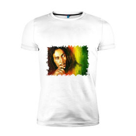 Мужская футболка премиум с принтом Bob Marley в Белгороде, 92% хлопок, 8% лайкра | приталенный силуэт, круглый вырез ворота, длина до линии бедра, короткий рукав | reggae | боб марли | музыка | музыкант | регги