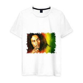 Мужская футболка хлопок с принтом Bob Marley в Белгороде, 100% хлопок | прямой крой, круглый вырез горловины, длина до линии бедер, слегка спущенное плечо. | reggae | боб марли | музыка | музыкант | регги