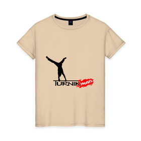 Женская футболка хлопок с принтом Turnikman 2013 в Белгороде, 100% хлопок | прямой крой, круглый вырез горловины, длина до линии бедер, слегка спущенное плечо | workout | воркаут | тренажеры | турникмен | турникмэн