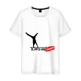 Мужская футболка хлопок с принтом Turnikman 2013 в Белгороде, 100% хлопок | прямой крой, круглый вырез горловины, длина до линии бедер, слегка спущенное плечо. | workout | воркаут | тренажеры | турникмен | турникмэн
