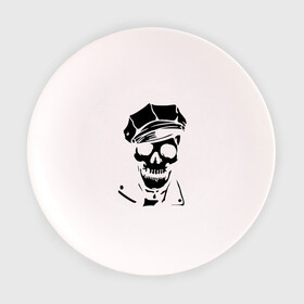 Тарелка с принтом Полицейский череп в Белгороде, фарфор | диаметр - 210 мм
диаметр для нанесения принта - 120 мм | скелет
