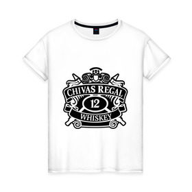 Женская футболка хлопок с принтом Chivas Regal whiskey в Белгороде, 100% хлопок | прямой крой, круглый вырез горловины, длина до линии бедер, слегка спущенное плечо | club | виски | для барменов | клубные