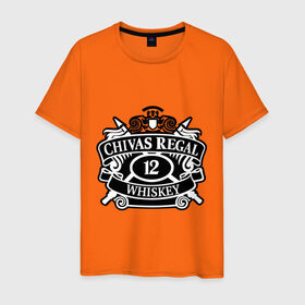 Мужская футболка хлопок с принтом Chivas Regal whiskey в Белгороде, 100% хлопок | прямой крой, круглый вырез горловины, длина до линии бедер, слегка спущенное плечо. | club | виски | для барменов | клубные