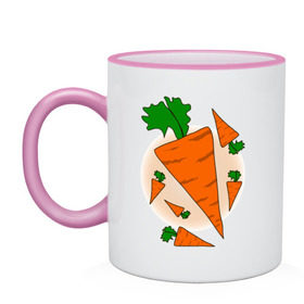 Кружка двухцветная с принтом Carrot в Белгороде, керамика | объем — 330 мл, диаметр — 80 мм. Цветная ручка и кайма сверху, в некоторых цветах — вся внутренняя часть | 14 feb | 14 февраля | влюбленным | день святого валентина | любовь | морковка | морковь | парные