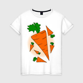 Женская футболка хлопок с принтом Carrot в Белгороде, 100% хлопок | прямой крой, круглый вырез горловины, длина до линии бедер, слегка спущенное плечо | 14 feb | 14 февраля | влюбленным | день святого валентина | любовь | морковка | морковь | парные