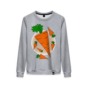 Женский свитшот хлопок с принтом Carrot в Белгороде, 100% хлопок | прямой крой, круглый вырез, на манжетах и по низу широкая трикотажная резинка  | 14 feb | 14 февраля | влюбленным | день святого валентина | любовь | морковка | морковь | парные