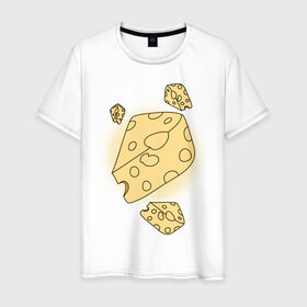 Мужская футболка хлопок с принтом Cheese for mousy в Белгороде, 100% хлопок | прямой крой, круглый вырез горловины, длина до линии бедер, слегка спущенное плечо. | Тематика изображения на принте: 14 feb | 14 февраля | влюбленным | день святого валентина | любовь | парные | сыр