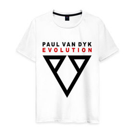Мужская футболка хлопок с принтом Paul Van Dyk - evolution в Белгороде, 100% хлопок | прямой крой, круглый вырез горловины, длина до линии бедер, слегка спущенное плечо. | 