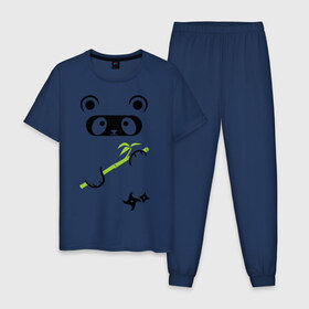 Мужская пижама хлопок с принтом Panda ninja в Белгороде, 100% хлопок | брюки и футболка прямого кроя, без карманов, на брюках мягкая резинка на поясе и по низу штанин
 | Тематика изображения на принте: panda | бамбуковая панда | панда ниндзя