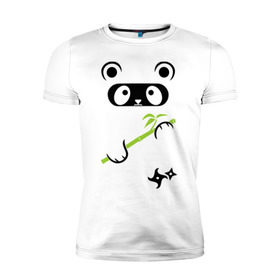 Мужская футболка премиум с принтом Panda ninja в Белгороде, 92% хлопок, 8% лайкра | приталенный силуэт, круглый вырез ворота, длина до линии бедра, короткий рукав | Тематика изображения на принте: panda | бамбуковая панда | панда ниндзя