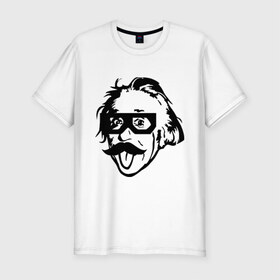 Мужская футболка премиум с принтом Dubstep Einstein (Дабстеп Эйнштейн) в Белгороде, 92% хлопок, 8% лайкра | приталенный силуэт, круглый вырез ворота, длина до линии бедра, короткий рукав | dubstep | даб | дабстеп | эйнштейн