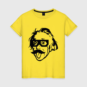 Женская футболка хлопок с принтом Dubstep Einstein (Дабстеп Эйнштейн) в Белгороде, 100% хлопок | прямой крой, круглый вырез горловины, длина до линии бедер, слегка спущенное плечо | dubstep | даб | дабстеп | эйнштейн