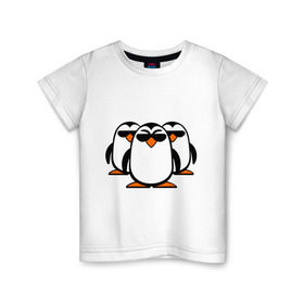 Детская футболка хлопок с принтом Банда пингвинов в Белгороде, 100% хлопок | круглый вырез горловины, полуприлегающий силуэт, длина до линии бедер | в очках | животные | звери | пингвины