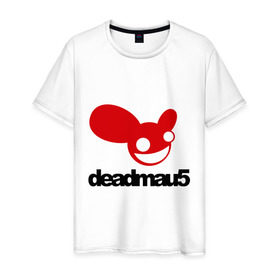 Мужская футболка хлопок с принтом DeadMau5. в Белгороде, 100% хлопок | прямой крой, круглый вырез горловины, длина до линии бедер, слегка спущенное плечо. | club | deadmaus | клуб | клыбная музыка | мышь | тусить