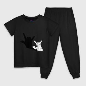 Детская пижама хлопок с принтом Тень зайца в Белгороде, 100% хлопок |  брюки и футболка прямого кроя, без карманов, на брюках мягкая резинка на поясе и по низу штанин
 | животные | заяц | театр теней | тень