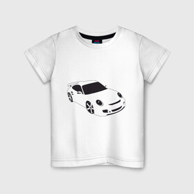 Детская футболка хлопок с принтом Porsche (порше) в Белгороде, 100% хлопок | круглый вырез горловины, полуприлегающий силуэт, длина до линии бедер | auto | авто | порше | тачки