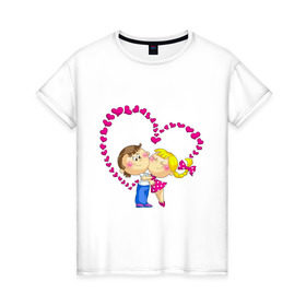 Женская футболка хлопок с принтом Валентинка - Это любовь в Белгороде, 100% хлопок | прямой крой, круглый вырез горловины, длина до линии бедер, слегка спущенное плечо | 