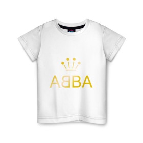Детская футболка хлопок с принтом ABBA золото в Белгороде, 100% хлопок | круглый вырез горловины, полуприлегающий силуэт, длина до линии бедер | abba | абба | музыка