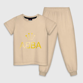 Детская пижама хлопок с принтом ABBA золото в Белгороде, 100% хлопок |  брюки и футболка прямого кроя, без карманов, на брюках мягкая резинка на поясе и по низу штанин
 | abba | абба | музыка