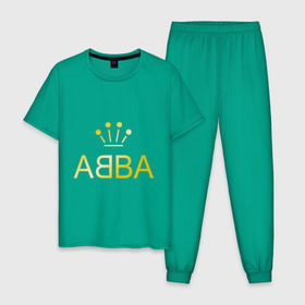 Мужская пижама хлопок с принтом ABBA золото в Белгороде, 100% хлопок | брюки и футболка прямого кроя, без карманов, на брюках мягкая резинка на поясе и по низу штанин
 | Тематика изображения на принте: abba | абба | музыка