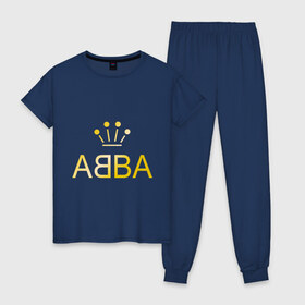 Женская пижама хлопок с принтом ABBA золото в Белгороде, 100% хлопок | брюки и футболка прямого кроя, без карманов, на брюках мягкая резинка на поясе и по низу штанин | abba | абба | музыка