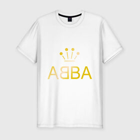 Мужская футболка премиум с принтом ABBA золото в Белгороде, 92% хлопок, 8% лайкра | приталенный силуэт, круглый вырез ворота, длина до линии бедра, короткий рукав | Тематика изображения на принте: abba | абба | музыка