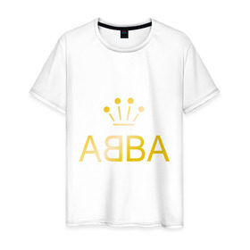 Мужская футболка хлопок с принтом ABBA золото в Белгороде, 100% хлопок | прямой крой, круглый вырез горловины, длина до линии бедер, слегка спущенное плечо. | Тематика изображения на принте: abba | абба | музыка