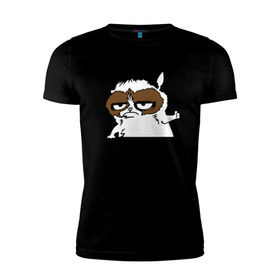 Мужская футболка премиум с принтом Безудержное веселье в Белгороде, 92% хлопок, 8% лайкра | приталенный силуэт, круглый вырез ворота, длина до линии бедра, короткий рукав | grumpy cat | кот | угрюмый