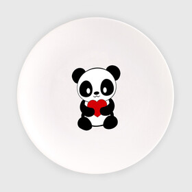 Тарелка с принтом Пандочка с сердцем в Белгороде, фарфор | диаметр - 210 мм
диаметр для нанесения принта - 120 мм | панда