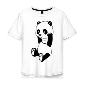 Мужская футболка хлопок Oversize с принтом Панда с оторванной головой в Белгороде, 100% хлопок | свободный крой, круглый ворот, “спинка” длиннее передней части | без головы | животные | звери | медведь | мишка | мишутка