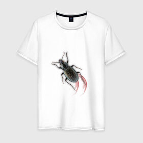 Мужская футболка хлопок с принтом Реалистичный жук в Белгороде, 100% хлопок | прямой крой, круглый вырез горловины, длина до линии бедер, слегка спущенное плечо. | жук | насекомые | прикол | прикольные картинки | реалистичный жук