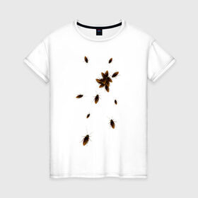 Женская футболка хлопок с принтом Тараканы в Белгороде, 100% хлопок | прямой крой, круглый вырез горловины, длина до линии бедер, слегка спущенное плечо | животные | насекомые | таракан | тараканы