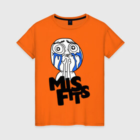 Женская футболка хлопок с принтом Misfits мем в Белгороде, 100% хлопок | прямой крой, круглый вырез горловины, длина до линии бедер, слегка спущенное плечо | misfits