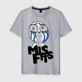 Мужская футболка хлопок с принтом Misfits мем в Белгороде, 100% хлопок | прямой крой, круглый вырез горловины, длина до линии бедер, слегка спущенное плечо. | misfits