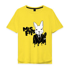 Мужская футболка хлопок Oversize с принтом Кролик misfits в Белгороде, 100% хлопок | свободный крой, круглый ворот, “спинка” длиннее передней части | misfits