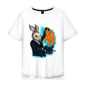 Мужская футболка хлопок Oversize с принтом Кролик-психопат в Белгороде, 100% хлопок | свободный крой, круглый ворот, “спинка” длиннее передней части | Тематика изображения на принте: misfits
