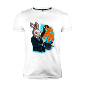 Мужская футболка премиум с принтом Кролик-психопат в Белгороде, 92% хлопок, 8% лайкра | приталенный силуэт, круглый вырез ворота, длина до линии бедра, короткий рукав | misfits