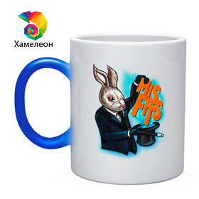 Кружка хамелеон с принтом Кролик-психопат в Белгороде, керамика | меняет цвет при нагревании, емкость 330 мл | Тематика изображения на принте: misfits
