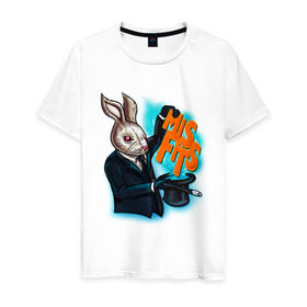 Мужская футболка хлопок с принтом Кролик-психопат в Белгороде, 100% хлопок | прямой крой, круглый вырез горловины, длина до линии бедер, слегка спущенное плечо. | misfits