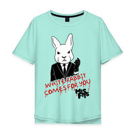 Мужская футболка хлопок Oversize с принтом Rabbit misfits в Белгороде, 100% хлопок | свободный крой, круглый ворот, “спинка” длиннее передней части | Тематика изображения на принте: misfits
