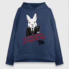 Женское худи Oversize хлопок с принтом Rabbit misfits в Белгороде, френч-терри — 70% хлопок, 30% полиэстер. Мягкий теплый начес внутри —100% хлопок | боковые карманы, эластичные манжеты и нижняя кромка, капюшон на магнитной кнопке | Тематика изображения на принте: misfits