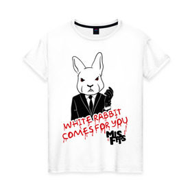 Женская футболка хлопок с принтом Rabbit misfits в Белгороде, 100% хлопок | прямой крой, круглый вырез горловины, длина до линии бедер, слегка спущенное плечо | Тематика изображения на принте: misfits